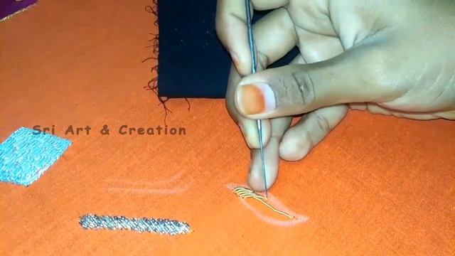 Braid stitch & emboss/padded load stitch with zardosi in tamil Tutorial-30 aari for beginners смотреть онлайн
