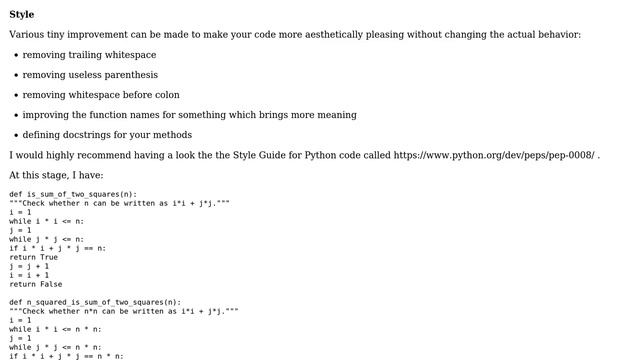 Code Review: Determine whether a number and its square are both the sum of two squares смотреть онлайн