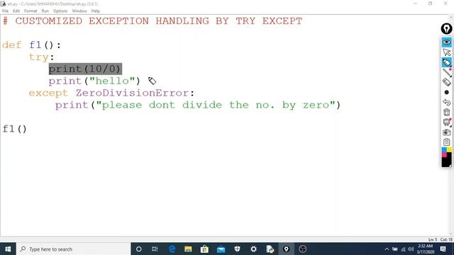 TRY EXCEPT IN EXCEPTION HANDLING IN PYTHON BY SHIVANSHU PRASHAR смотреть онлайн