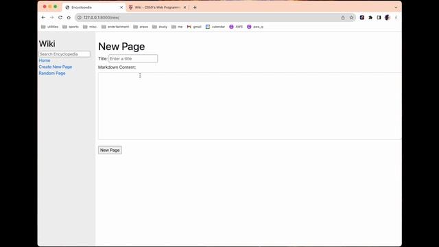 CS50 Web Project 1: Wiki (Django, HTML, CSS, Bootstrap) смотреть онлайн