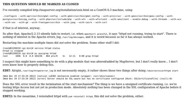 DevOps & SysAdmins: Apache fails silently after installation of MapServer 6.2.0 смотреть онлайн
