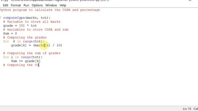 Python program to calculate the CGPA and percentage смотреть онлайн