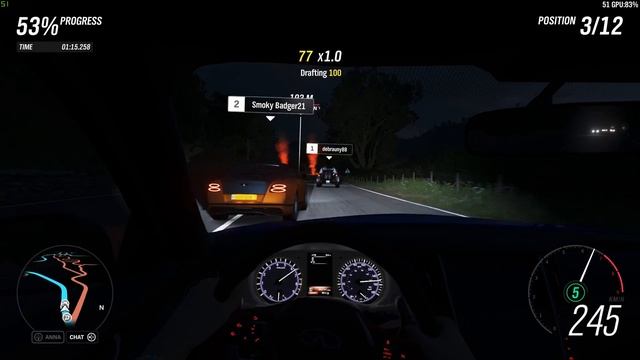Forza Horizon 4 - 2014 Infiniti Q50 EAU Rouge - Night Street Race - Unbeatable Drivatars . смотреть онлайн