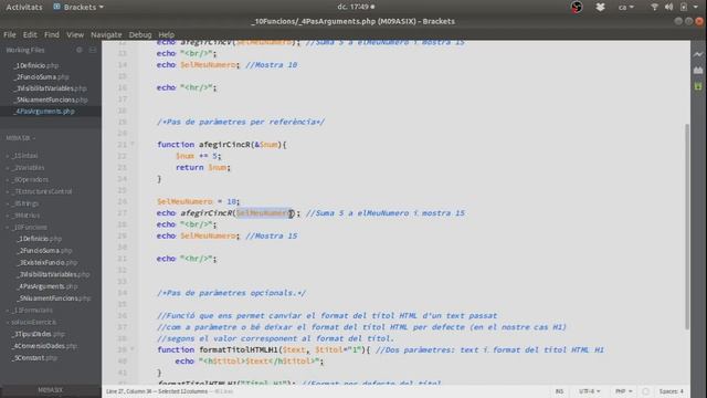 U1L4190 Pas d'arguments en les funcions de PHP смотреть онлайн
