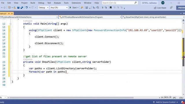 SFTP C# Code to get a list of files, rename and delete them with a test SFTP server | SSH.NET смотреть онлайн