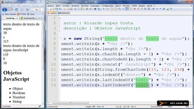 Universidade XTI JavaScript - 26. Objeto String смотреть онлайн