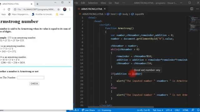12- INPUT NUMBER BY TEXTBOX AND CHECK NUMBER IS ARMSTRONG NUMBER OR NOT USING JAVASCRIPT смотреть онлайн