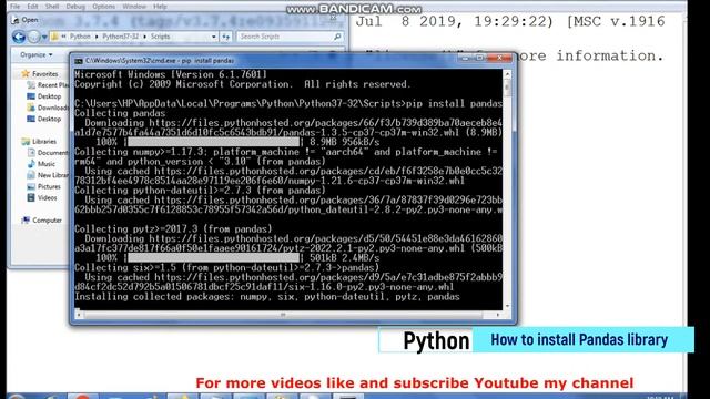 INSTALL PANDAS LIBRARY | Step by Step | Code-065 | CLASS 12 CBSE | #FREEVIDEO #python #mysql #cbse смотреть онлайн