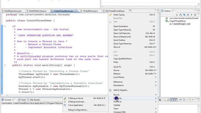 CREATE THREAD IN JAVA EXAMPLE DEMO смотреть онлайн