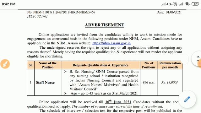 NHM Assam Recruitment 2021/ Assam Health Dept 896 Staff Nurse Vacancy/NHM Assam Salary смотреть онлайн