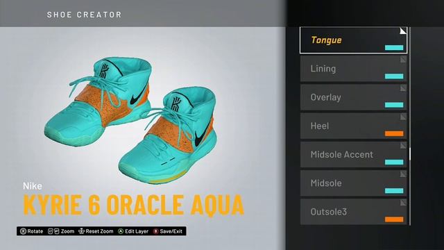 NBA 2K20 Shoe Creator - Nike Kyrie 6 "Oracle Aqua" смотреть онлайн
