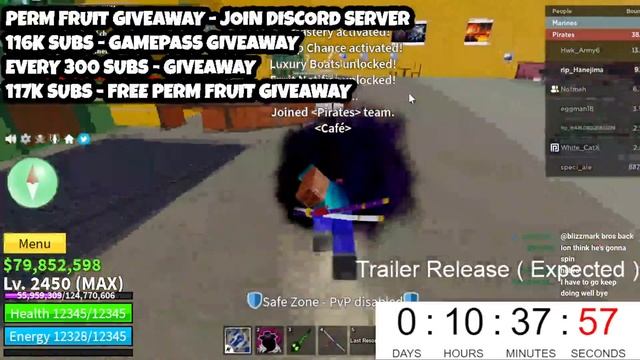 ?Blox Fruits UPDATE 20 Countdown + PERM Fruit Giveaway LIVE