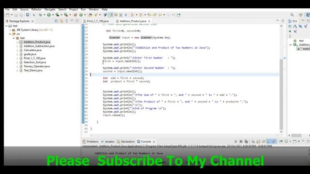 Addition and Product of Two Numbers in Java смотреть онлайн