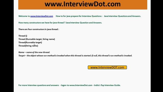 How many constructors we have for java thread interview question and answer смотреть онлайн