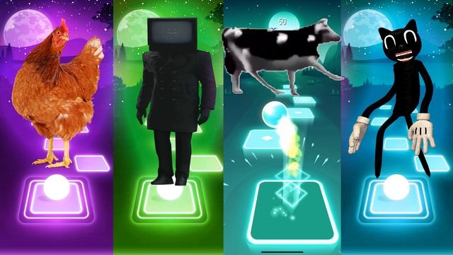 Epic Showdown: Chicken vs TV Man vs Cow vs Cartoon Cat in Tiles Hop EDM Rush! смотреть онлайн