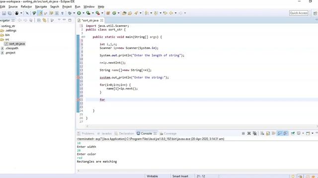 String sorting in JAVA смотреть онлайн