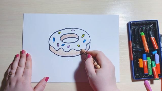 Как нарисовать пончик - урок рисования для детей. Рисуем еду легко и просто смотреть онлайн