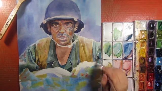 Andrew Garfield - watercolour, Эндрю Гарфилд - акварель (Hacksaw Ridge/ По соображениям совести) смотреть онлайн