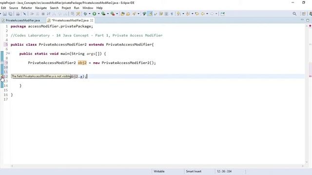 Java Tutorial | 14 | Part 1 | Private Access Modifier in Java | смотреть онлайн
