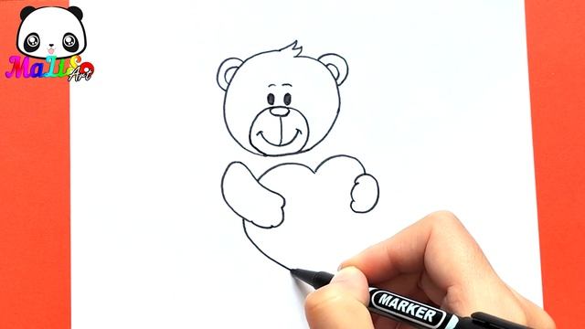 Як намалювати ВЕДМЕДИКА з сердечком Малюнок на День матері | How to draw a teddy bear holding heart смотреть онлайн