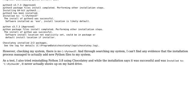 Unix & Linux: Re-installing Python using Chocolatey doesn't work смотреть онлайн