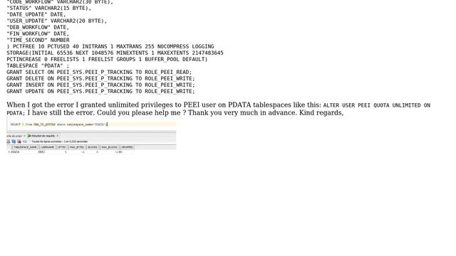 Databases: ORACLE execute error: ORA-01950: no privileges on tablespace 'PDATA' смотреть онлайн
