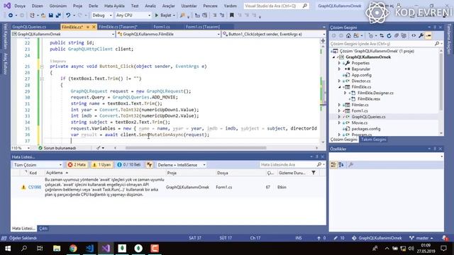 C# İle GraphQL Client Kullanımı 4 - Mutation İşlemleri 2 - İlişkili Verilerle Eklemek смотреть онлайн