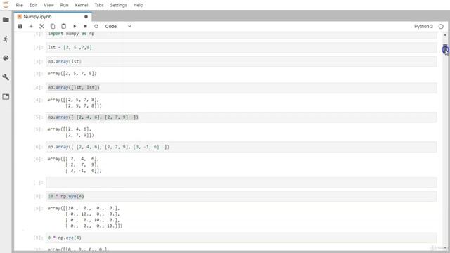 Creating NumPy array смотреть онлайн