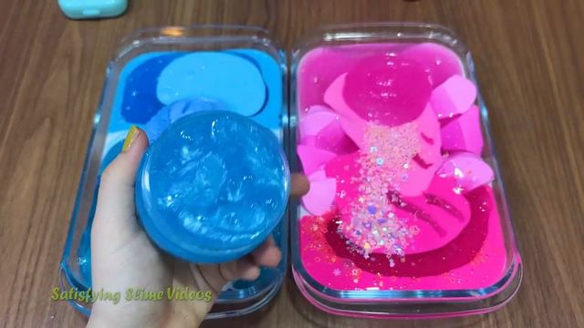 BLUE vs PINK ! Mixing random into GLOSSY SLIME ! Relaxing Slime Video #241 смотреть онлайн