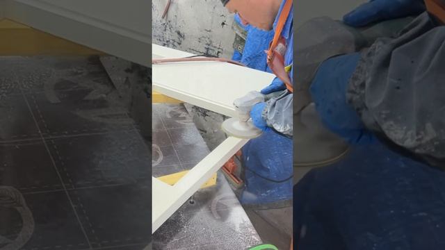 Шлифование кухонной столешницы из бетона. #бетон #мастеркласс