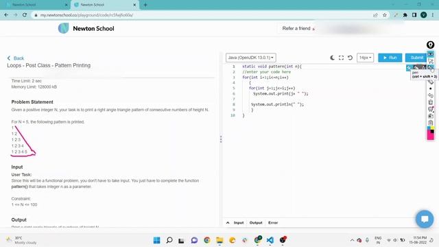 Pattern Printing in Java | Loops Assignment | Right angle pattern | Newton School Assignment Answer смотреть онлайн