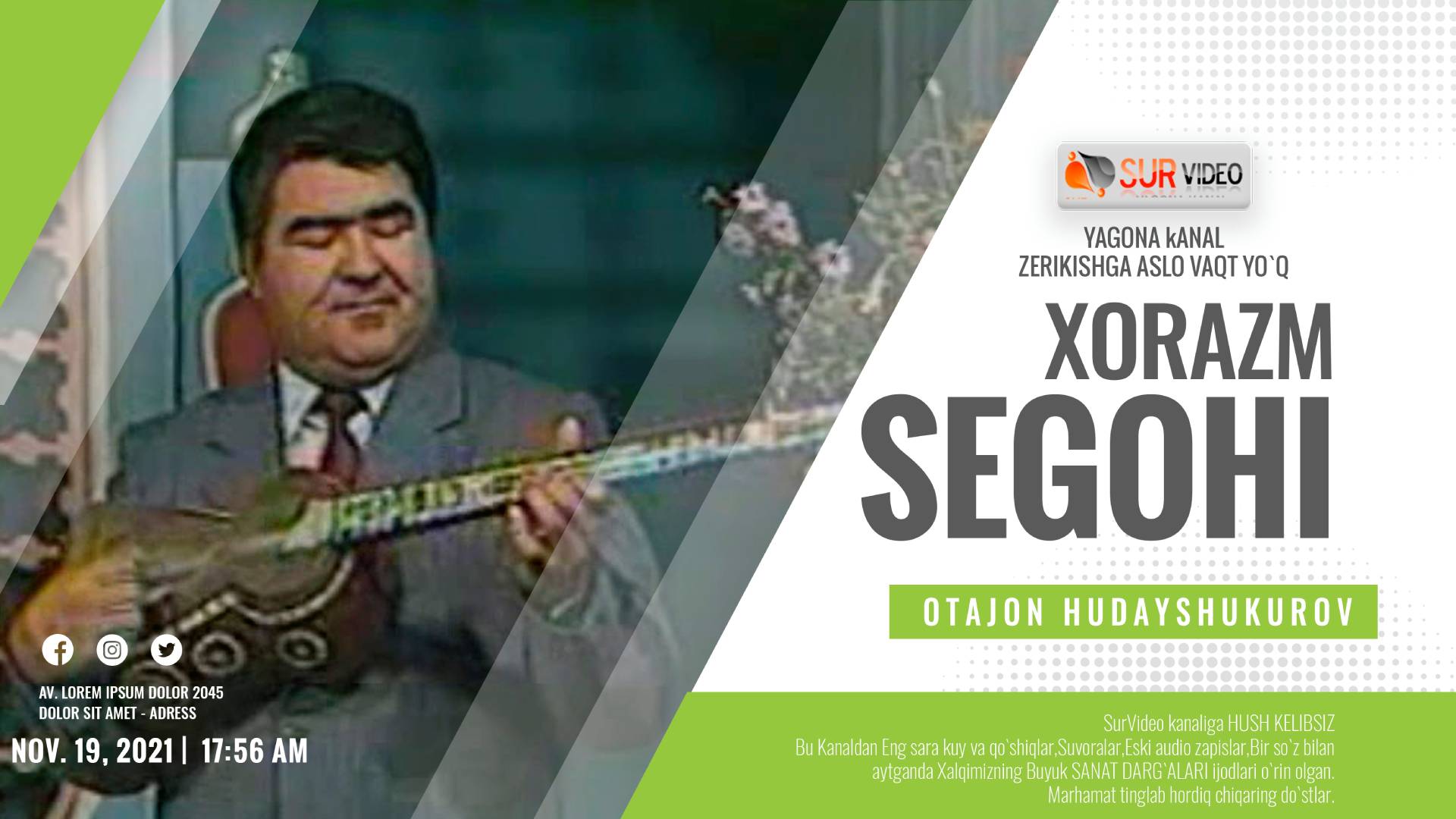 Otajon Hudayshukurov - Segoh_тажон Худайшукуров - Сегох (SurVideo).mp4 смотреть онлайн