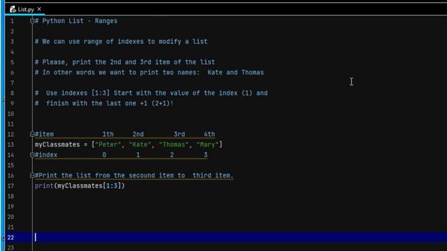 How to use the range of indexes to modify a list in Python смотреть онлайн