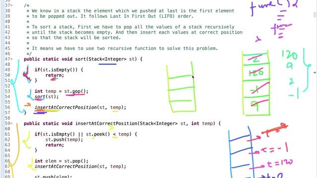 Sort a Stack using Recursion | Hindi | Programming Tutorials смотреть онлайн