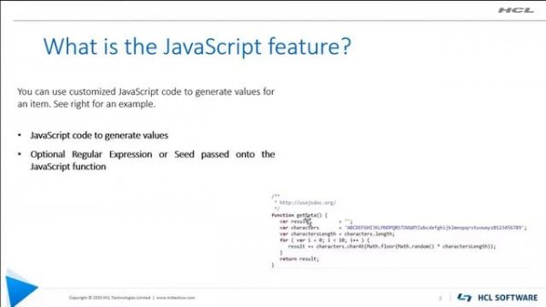 HCL OneTest - Introduction to Data Generation Invoking Javascript