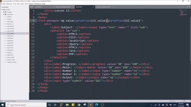 HTML5-CSS3-C2109L: Buổi 15. Progress, meter, output, datalist, number, search, url, email, tel смотреть онлайн