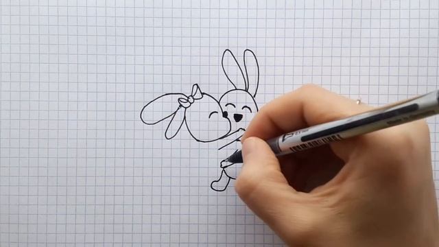 Рисуем простые рисунки #152. Как нарисовать Милых зайчиков. Рисунки девочкам на день влюбленных смотреть онлайн