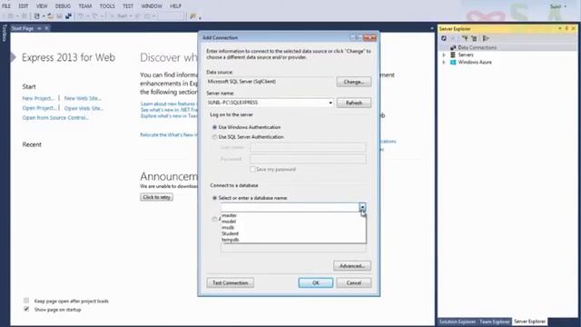 how to connect sql server 2012 with visual studio 2013? смотреть онлайн