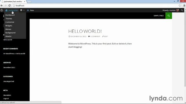 07 Using the WordPress toolbar from the Course WordPress Essential Training смотреть онлайн