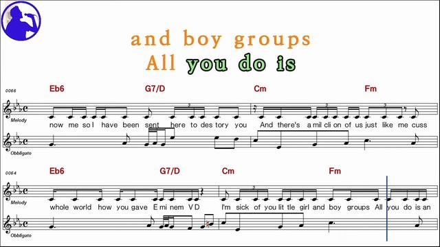 Eminem-The real slim shady karaoke sheet music,MR for players,chord,chorus,Lyrics add(Ye karaoke) смотреть онлайн