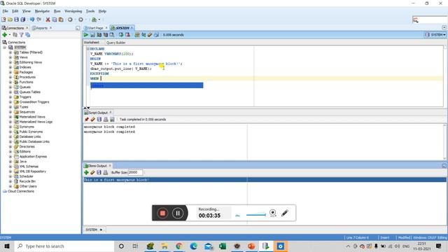 Oracle PL/SQL Tutorial For Beginners | Anonymous blocks - creation, sections and execution. смотреть онлайн