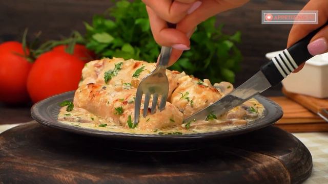 Don’t bake the chicken rolls. Instead cook them with sweet cooking cream in the pan! смотреть онлайн