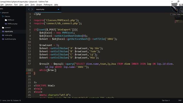 PHP + Excel Bài 4/6: Export database MySQL ra file Excel смотреть онлайн