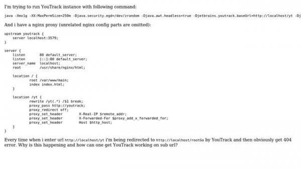 YouTrack doesn't work with nginx proxy