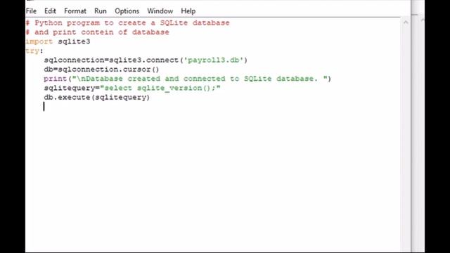 Python program to create a SQLite database смотреть онлайн