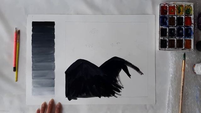 Рисуем черно-белую растяжку/чб градиент/Рисуем горы/Черно-белый рисунок/Художественная школа смотреть онлайн