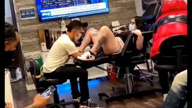 WOMAN SQUIRTS While Getting A TATTOO#shorts #youtubestreet #whatsappstatus #tiktok