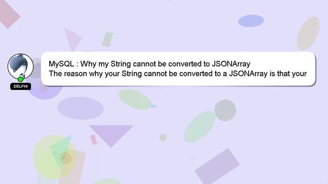 MySQL : Why my String cannot be converted to JSONArray смотреть онлайн