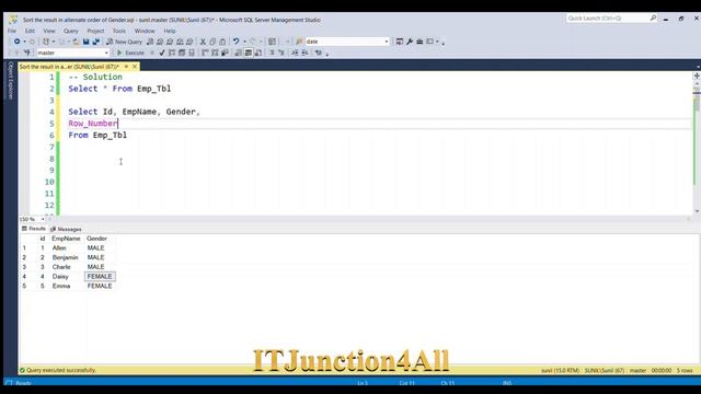 How to Sort the result in alternate order of Gender in SQL | SQL query смотреть онлайн