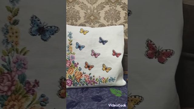 Подушка с бабочками, вышивка смотреть онлайн